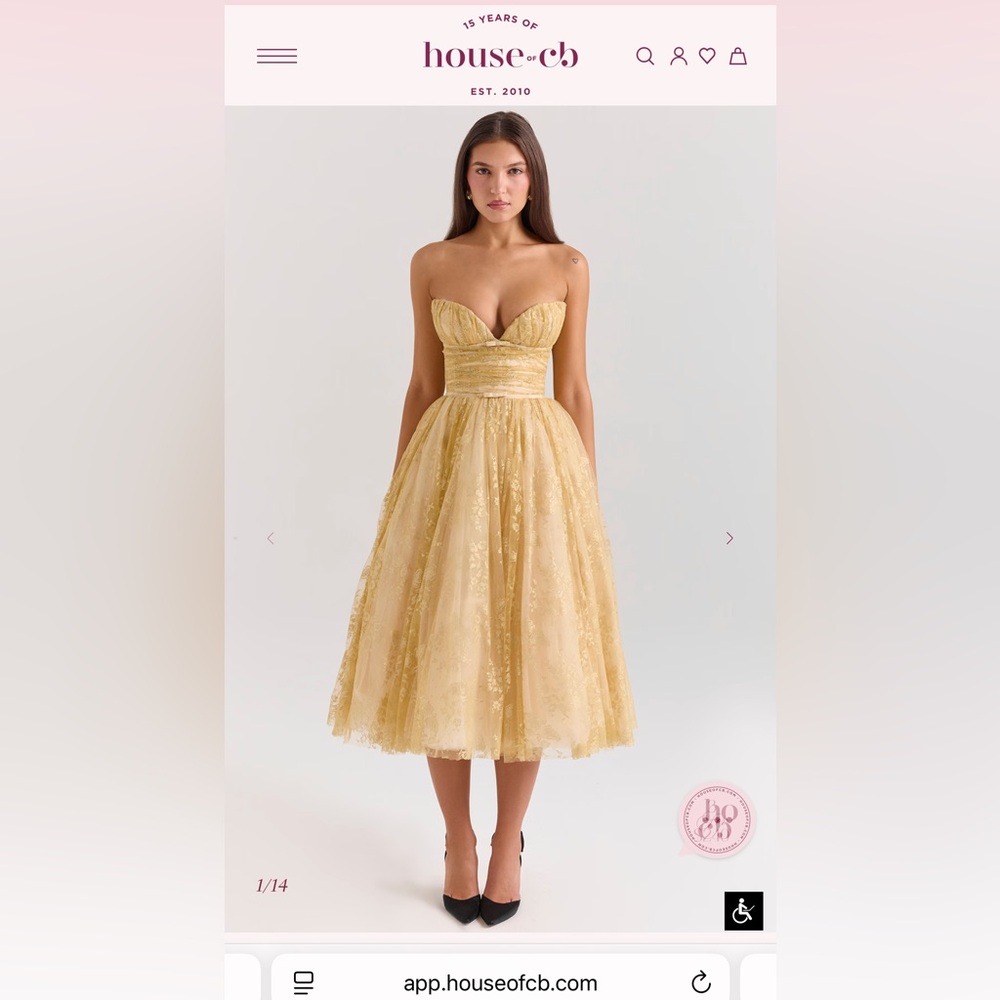 NWT House of CB Gold Madame Gown - Larger cup - L
